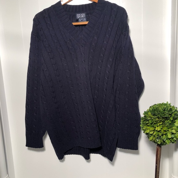 Escada Navy V-Neck Sweater - Picture 5 of 6